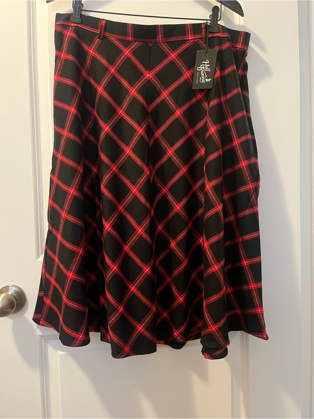 NWT Hell Bunny Janine Black and Red Plaid Circle Skirt